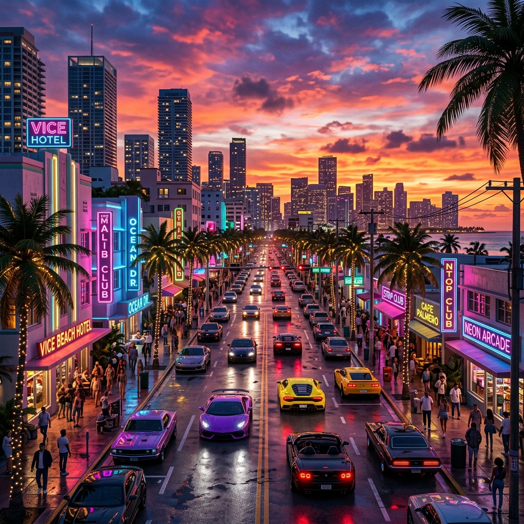 Concepto de Vice City: Las calles de Neón en GTA VI